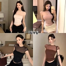 批发车缝性感网纱美背