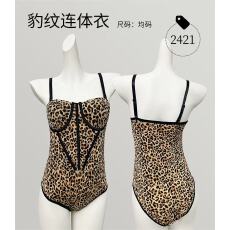批发复古豹纹吊带<b class='q'>连体</b><b class='q'>衣</b>钢圈聚拢修身<b class='q'>塑</b>形可调节肩带内搭上<b class='q'>衣</b>