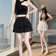 批发波点蛋糕裙短裙女夏季新款高腰辣妹<b class='q'>蓬蓬裙</b>显瘦a字半裙花边<b class='q'>半身</b>裙
