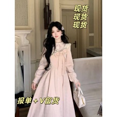 批发法式复古甜美少女感长袖<b class='q'>连衣裙</b>