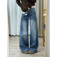 批发小个子美式水洗折痕微喇牛仔裤女低腰新款显瘦拖地喇叭<b class='q'>长裤</b>