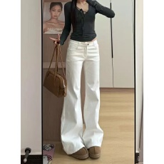 批发小个子美式微喇牛仔裤女<b class='q'>新款</b>不贴腿辣妹低腰显瘦拖地喇叭裤