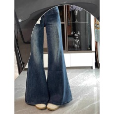 批发小个子美式辣妹高街微喇牛仔裤女高腰<b class='q'>新款</b>百搭显瘦喇叭长裤