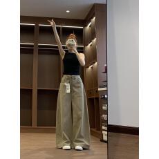 批发小个子卡其色美式宽松水洗阔腿牛仔裤女高腰显瘦直筒拖地<b class='q'>长裤</b>