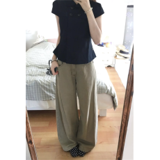 批发小个子卡其色宽松水洗阔腿<b class='q'>牛仔裤</b><b class='q'>女</b>高腰显瘦<b class='q'>直筒</b>拖地长裤