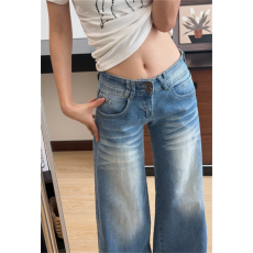 批发小个子复古阔腿牛仔裤女秋季低腰垂感显瘦<b class='q'>休闲</b>慵懒拖地裤