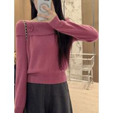 批发法式立体花朵<b class='q'>一字肩</b>针织衫女秋季慵懒高级感宽松毛衣长袖露肩上衣
