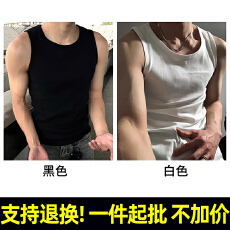 批发支持退货 T022# 260克坑条面料 圆领螺纹紧身坎肩潮牌工字背心