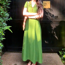 批发新中式穿搭绿色连衣裙子女装夏季2025新款今年流行爆款巨好看长裙