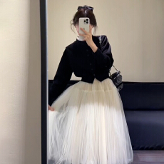 批发2025新款小香miu系风穿搭<b class='q'>连衣裙</b>子女早秋季小个子公主<b class='q'>蓬蓬裙</b>套装