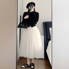 批发2025新款小香miu系风穿搭<b class='q'>连衣裙</b>子女早秋季小个子公主<b class='q'>蓬蓬裙</b>套装