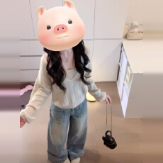 批发巨好看的韩系秋冬气质穿搭<b class='q'>镂空</b>v领针织<b class='q'>罩衫</b>叠穿慵懒风上衣两件套