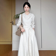 批发法式高级感长袖连衣裙子女2025新款早秋季韩系穿搭巨好看气质<b class='q'>长裙</b>