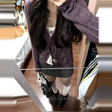 批发紫色v领<b class='q'>镂空</b>长袖针织<b class='q'>开衫</b>女2025秋季新款纯欲风慵懒修身外套上衣