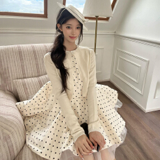 批发富家千金波点背心连衣裙子女早秋季2025新款法式公主<b class='q'>蓬蓬</b>短<b class='q'>裙套装</b>