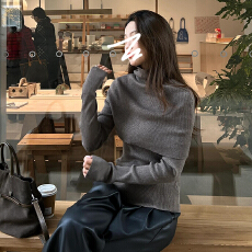 高领斗篷毛衣女秋冬季2025新款慵懒风高级感内搭针织上衣两件套装