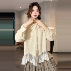 批发法式<b class='q'>蕾丝</b>拼接不规则长袖<b class='q'>衬衫</b>女早秋2025新爆款设计感巨好看的上衣