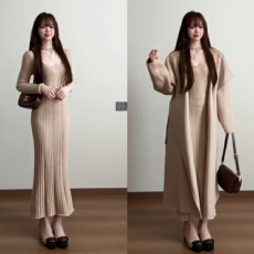 批发法式大衣内搭打底针织连衣裙子女秋冬季2025新款穿搭<b class='q'>修身</b>包臀长裙