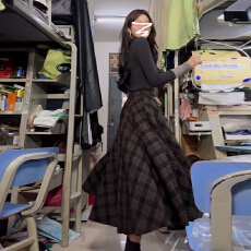 批发2025新款韩系复古格子<b class='q'>半身裙</b>子女秋冬季高级感高腰显瘦a<b class='q'>字</b>中长<b class='q'>裙</b>