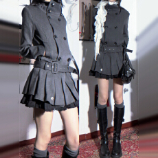 批发小个子韩系灰色<b class='q'>毛呢</b><b class='q'>连衣裙</b>子女秋冬季2025新款绝美巨好看百褶短裙