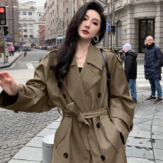 批发韩系灰色风衣外套女秋冬季2025新款爆款巨好看高级感中长款大衣