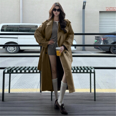 批发韩系灰色风衣外套女秋冬季2025新款爆款巨好看高级感中长款大衣