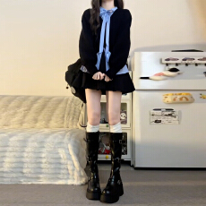 批发巨好看早秋季蝴蝶结<b class='q'>衬衫</b>叠穿连衣裙女秋冬2025新款小个子穿搭套装