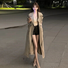 批发英伦风复古卡其色风衣外套女秋冬新款高级感巨好看中长款西装大衣