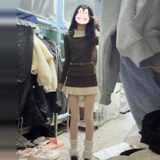 批发富家千金针织套装<b class='q'>连衣裙</b>子女冬2025新款内搭短裙韩系气质配一整套