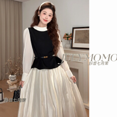 批发法式小个子秋季<b class='q'>名媛</b>风收腰显瘦中长款气质<b class='q'>套装</b>裙