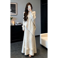 批发韩系气质高级感温柔风<b class='q'>连衣裙</b>子女秋冬季2025新款毛衣针织套装<b class='q'>长裙</b>