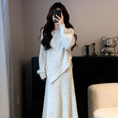 批发韩系气质高级感温柔风<b class='q'>连衣裙</b>子女秋冬季2025新款毛衣针织套装<b class='q'>长裙</b>