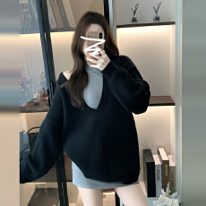 批发新年战袍红色毛衣包臀连衣裙子女秋<b class='q'>冬</b>2025新款高级感穿搭一整套装