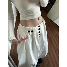 批发今年流行爆款白色休闲阔腿裤<b class='q'>女</b>秋冬小个子独特超好看宽松加厚<b class='q'>长裤</b>