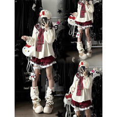 批发2025新款冬装减龄一整套圣诞穿搭连衣裙子女秋冬季小个子短裙套装