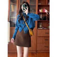 批发2026超火冬装一整套韩系套装女软糯针织毛衣开衫半身裙两件套装