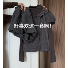 批发秋冬韩风巨好看穿搭一整套miu系<b class='q'>甜美</b>蝴蝶结针织短袖花苞裙三件套