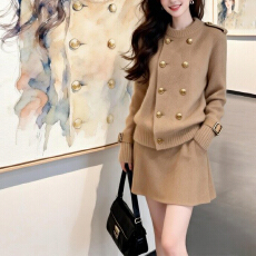 批发法式高级感<b class='q'>小香</b>风针织毛衣连衣裙子女秋冬新款巨好看冬装一整套裙