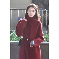 批发2026新款秋季红色针织毛衣毛呢外套女装秋冬季新年过年穿搭高级感