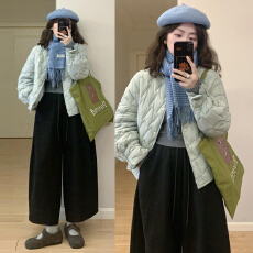 批发韩系高级感蓝色棉服女2026新款秋冬季巨好看的冬装<b class='q'>百搭</b>显瘦厚外套