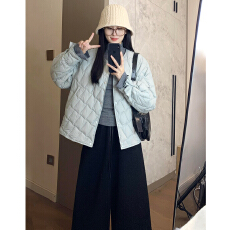 批发韩系高级感蓝色棉服女2026新款秋冬季巨好看的冬装<b class='q'>百搭</b>显瘦厚外套