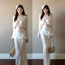 批发韩系独特漂亮巨好看的掐腰连衣裙女秋冬新款收腰显瘦独特漂亮裙子