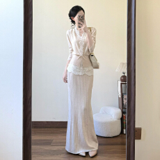 批发韩系独特漂亮巨好看的掐腰连衣裙女秋冬新款收腰显瘦独特漂亮裙子