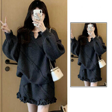 批发2026设计小众毛衣套装连衣裙子女<b class='q'>秋</b>冬爆款针织上衣半身裙两件套装