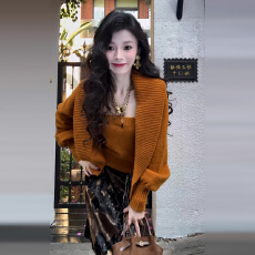 批发绝美巨好看针织毛衣套装女秋冬季穿搭韩系高级感内搭打底抹胸上衣