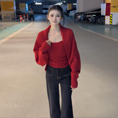 批发绝美巨好看针织毛衣套装女秋冬季穿搭韩系高级感内搭打底抹胸上衣