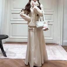 批发2026新款小香富家千金风毛呢套装连衣裙子女<b class='q'>秋</b>冬季温柔清冷感长裙