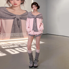 批发巨好看独特漂亮韩系冬装一整套ootd穿搭粉色<b class='q'>卫衣</b><b class='q'>套装</b><b class='q'>女</b>冬季高级感