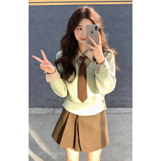 批发学院风针织连衣裙子女秋冬季2026新款新年穿搭配一整套装包臀短裙