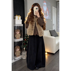 批发羊羔毛马甲背心女2026秋<b class='q'>冬</b>季新款连帽针织毛衣叠穿韩系穿搭一整套